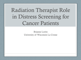 Radiation Therapist Role in Distress Screening for Cancer Patients