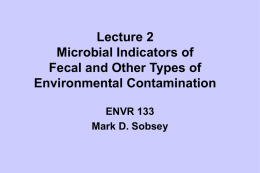 Lecture 2 Microbial Indicators of Fecal Contamination
