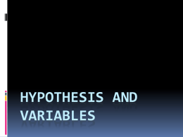 Hypothesis & Variables Powerpoint