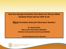 About the Formative Item Bank - Georgia Department of Education