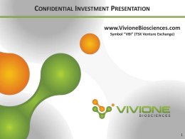 Corporate Overview - Vivione Biosciences