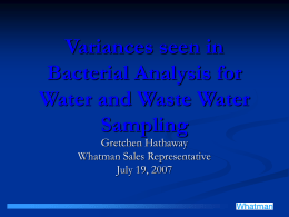 Variances seen in Bacterial Analysis for Water and Waste