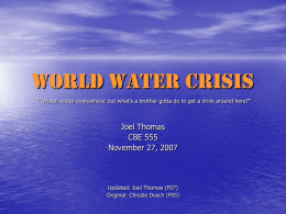 World Water Crisis - Canada and World Issues | A site for