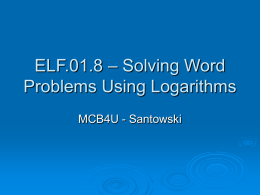 ELF.01.8 – Solving Word Problems Using Logarithms