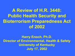 Public Health Security and Bioterrorism Preparedness Act