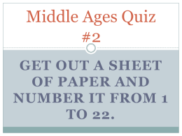 Middle Ages Quiz #2
