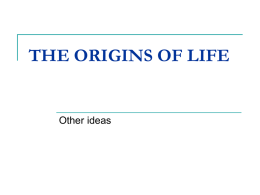 The Origins of Life: Other Ideas