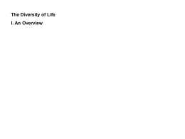 The Diversity of Life I. An Overview II. An Overview of