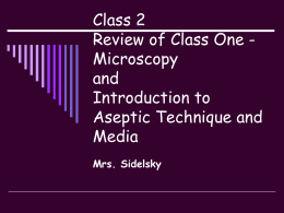Class 2 Review of Class One - Microscopy and Introduction to