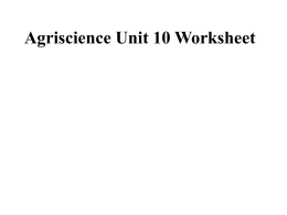 Agriscience Unit 10 Worksheet