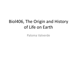 History of Life on Earth (Wk2 lecture)