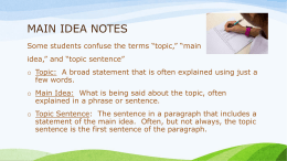 Main Idea Notes