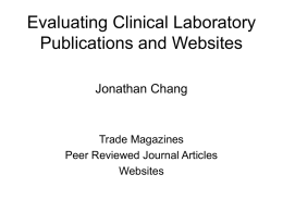 Evaluating Clinical Laboratory Publications and Websites
