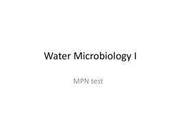 Water Microbiology I
