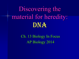 Discovering the material for heredity: DNA