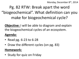 Week 17- Biogeochemical Cycles