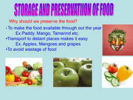 storage preservation of food