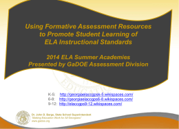 Using Formative Assessment Resources for ELA Academies