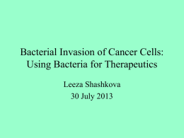 Bacterial Invasion of Cancer Cells: Using Bacteria for Therapeutics