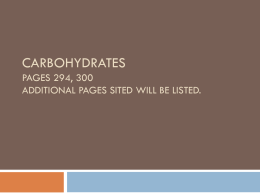 Carbohydrates - Catherine Huff`s Site