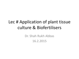 Lec # Application of plant tissue culture