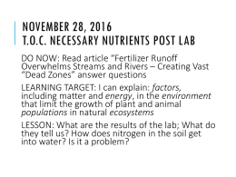 November 28 Nitrates Post Lab Fertilizer Runoff Questions