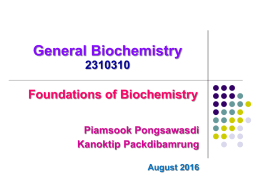 Gen Biochem-Foundations - Biochemistry