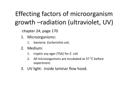 Effecting factors of microorganism growth *radiation (ultraviolet, UV)