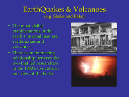 EarthQuakes & Volcanoes (eg Shake and Bake)