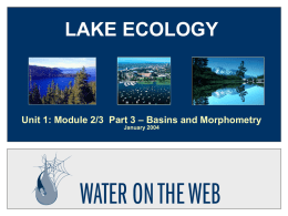 Mod2/3-C Lake Ecology - Basins & Morphometry