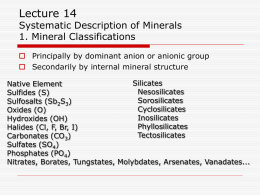 Lecture 14 Native Elements and Sulfides mod 10