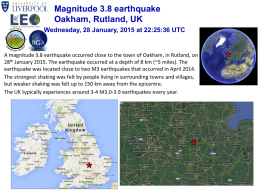 Magnitude 3.8 earthquake Oakham, Rutland, UK Wednesday, 28