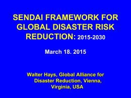 sendai framework for global disaster risk reduction: 2015-2030
