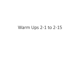 Warm Ups 2-1 to 2-15