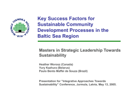 Key Success Factors for Sustainable Community Development