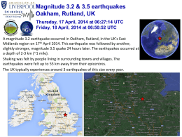 Magnitude 3.2 & 3.5 Oakham, Rutland, UK Thursday, 17 April, 2014