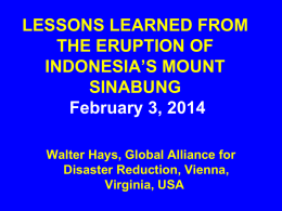 lessons learned from the eruption of indonesia`s mount sinabung