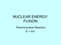 NUCLEAR ENERGY: FUSION