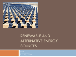 Renewable and Alternative Energy Sources