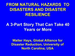 from natural hazards to disasters and disaster resilience