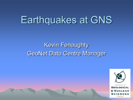 Earthquakes at GNS