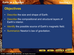 Earth as a System Section 1 Earth`s Interior, continued