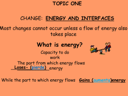TOPIC ONE CHANGE: ENERGY AND INTERFACES