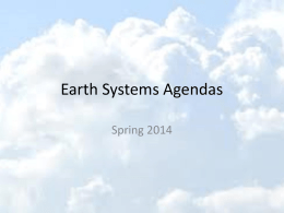 Earth Systems Agendas