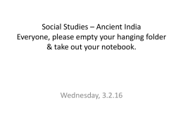 Ancient India PPT March 2 - Sunset Ridge School District 29
