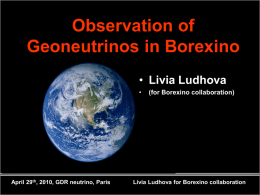 April 29 th , 2010, GDR neutrino, Paris Livia Ludhova