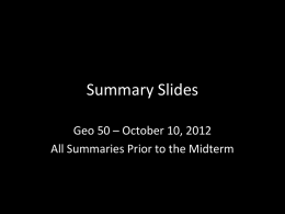 Summary Slides