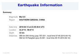 Earthquake Mw 6.9 of Qinghai, April 13, 2010