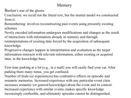 Memory Bartlett`s war of the ghosts Conclusion: we recall