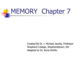 MEMORY Chapter 7 - Shepherd University